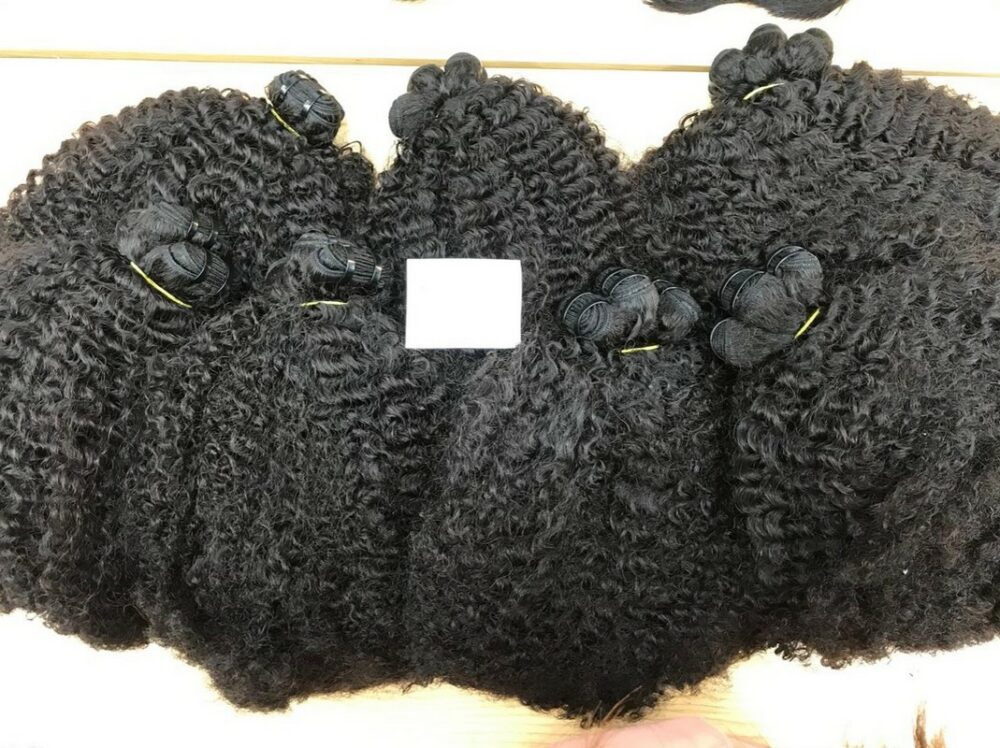 kinky curly natural color hair weave 2