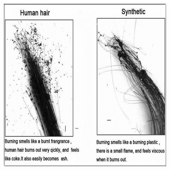 Burn-human-hair-and-synthetic-hair