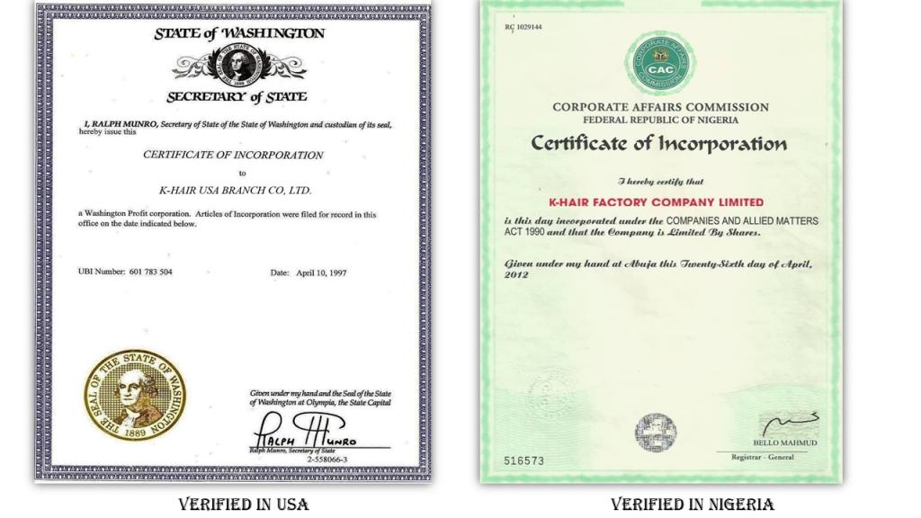 Hair factory with verified documents 