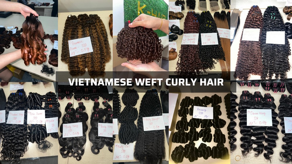 Vietnamese double drawn weft curly hair 1