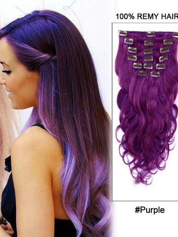 Purple. - Pretty And Stylish Hair Extension Colors.