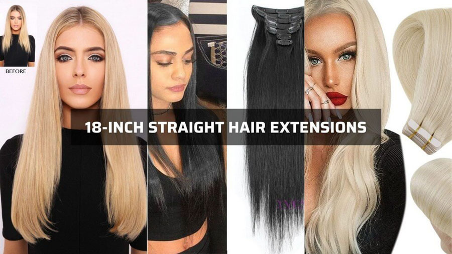 18-inch straight hair extensions