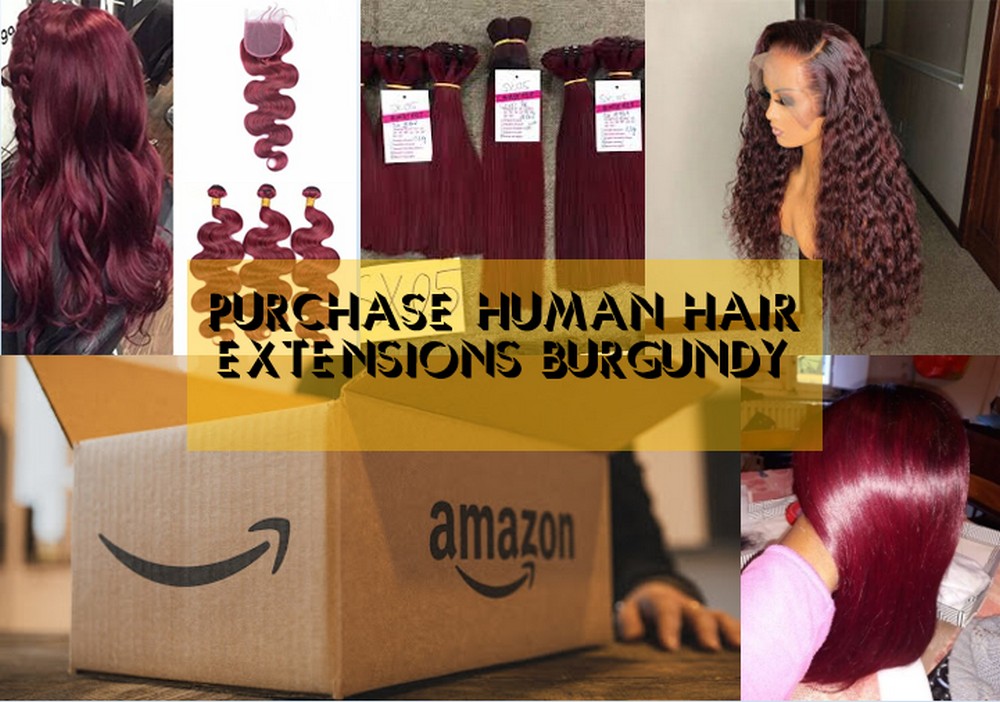 Human Hair Extensions Burgundy 5