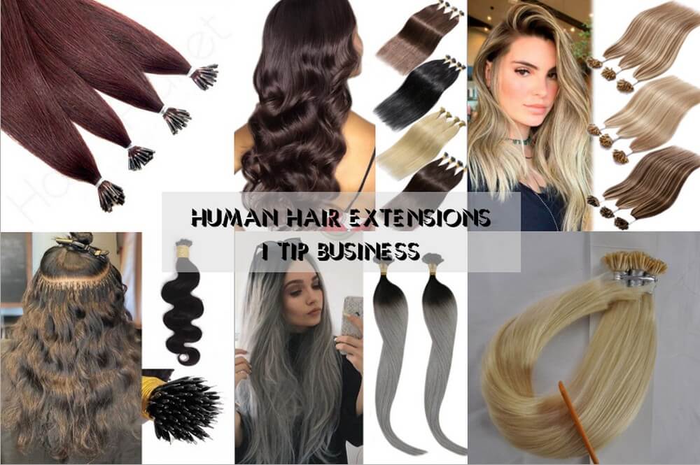Human hair extensions i tip
