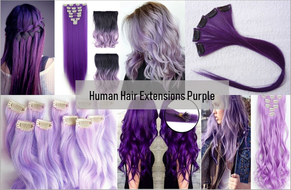 Human Hair Extensions Purple 1