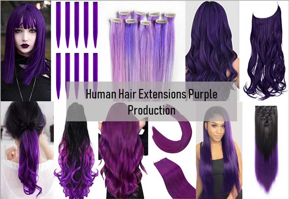 Human Hair Extensions Purple 3