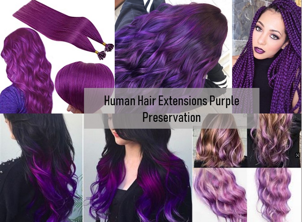 Human Hair Extensions Purple 4