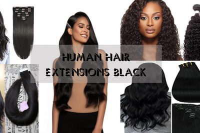 Human hair extensions black