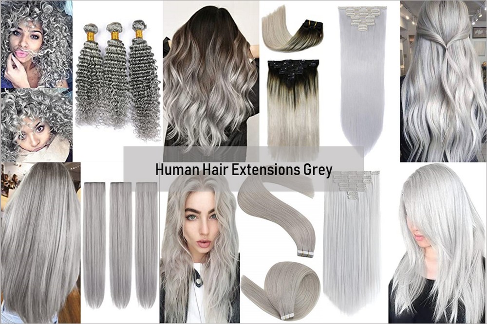 Human hair extensions grey 1