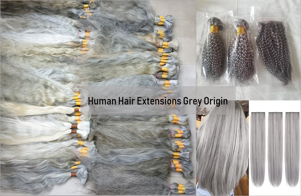 Human hair extensions grey 2