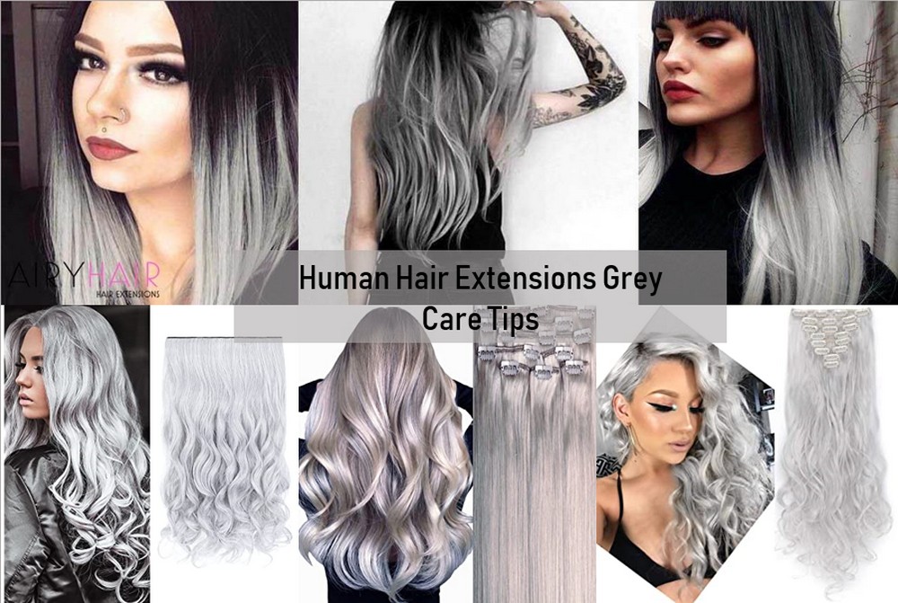 Human hair extensions grey 4