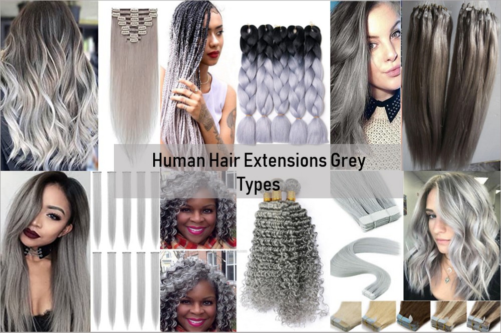 Human hair extensions grey 5