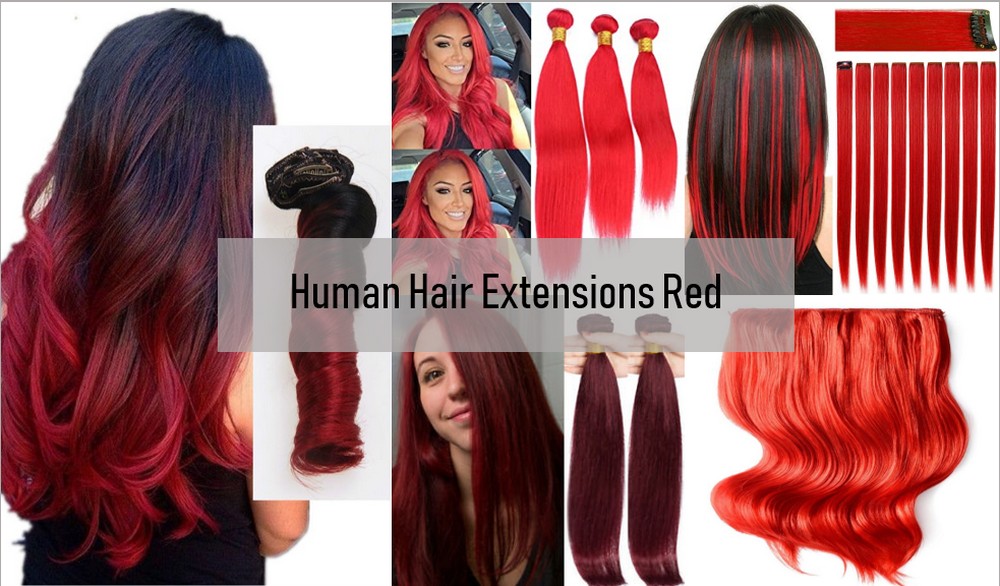 Human hair extensions red 1