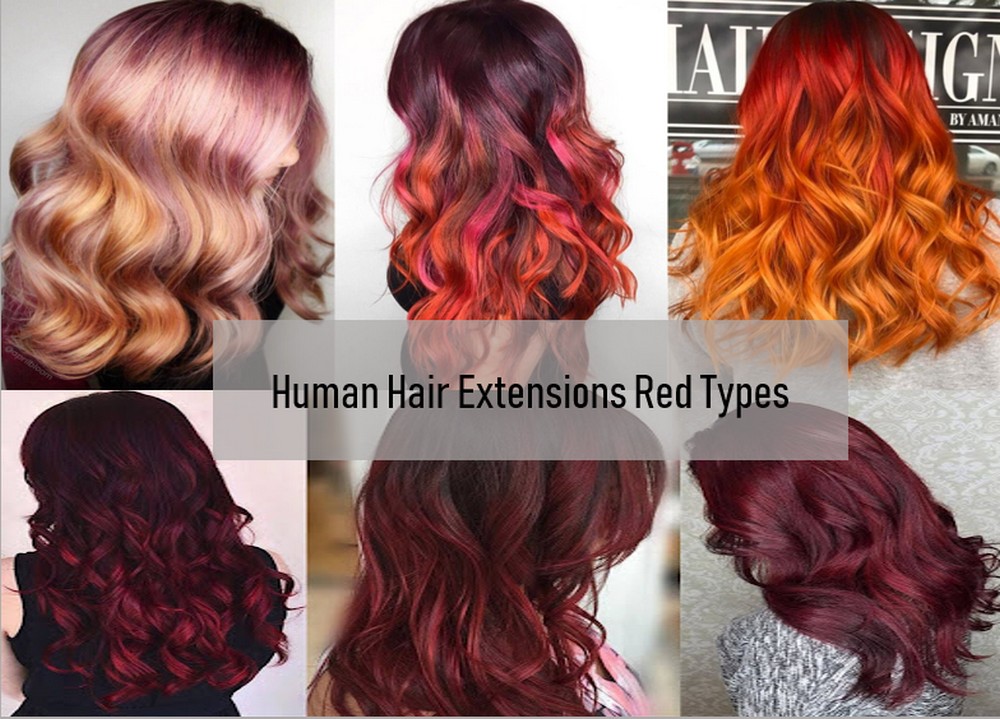 Human hair extensions red 3