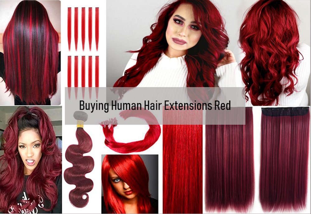 Human hair extensions red 4