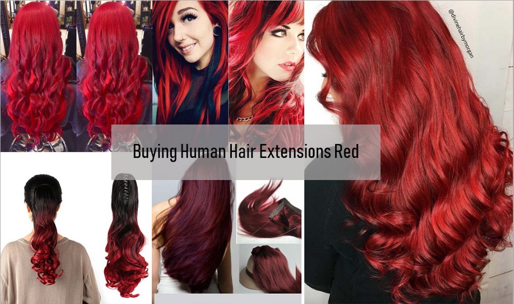 Human hair extensions red 5