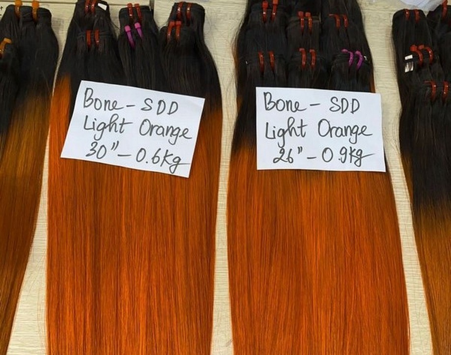 Wholesale Bone Straight Orange/Ombre Orange Vietnamese Hair Weave