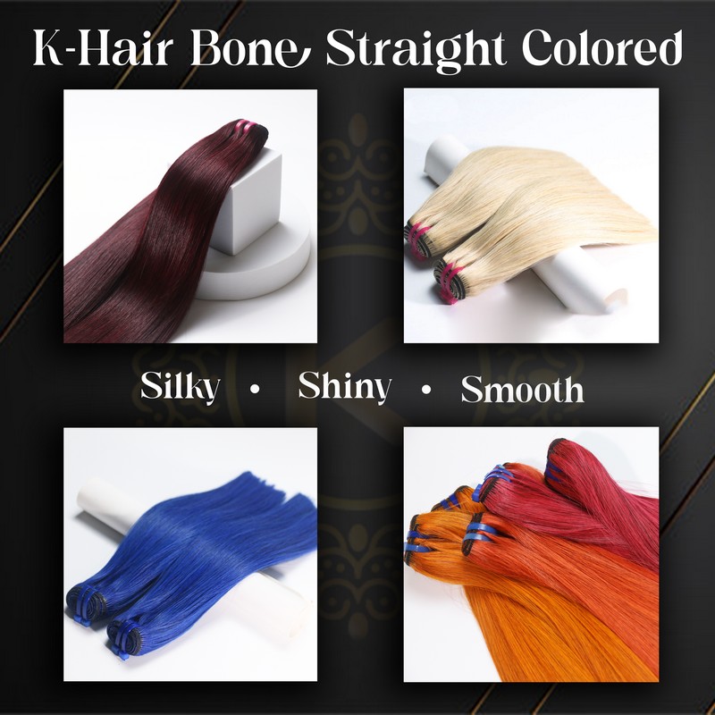 The characteristic hair texture of K-Hair's Bone Straight Colored products