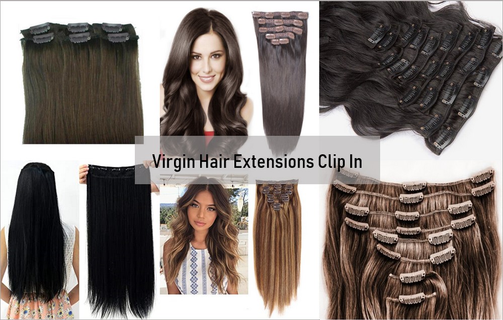 Virgin hair extensions clip in
