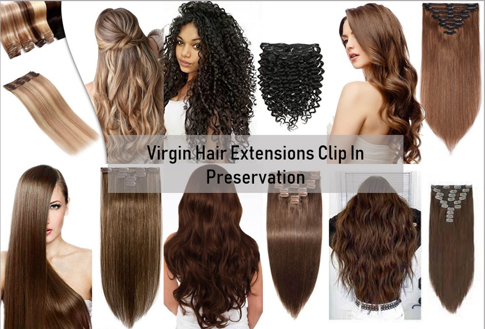 Virgin hair extensions clip in 8