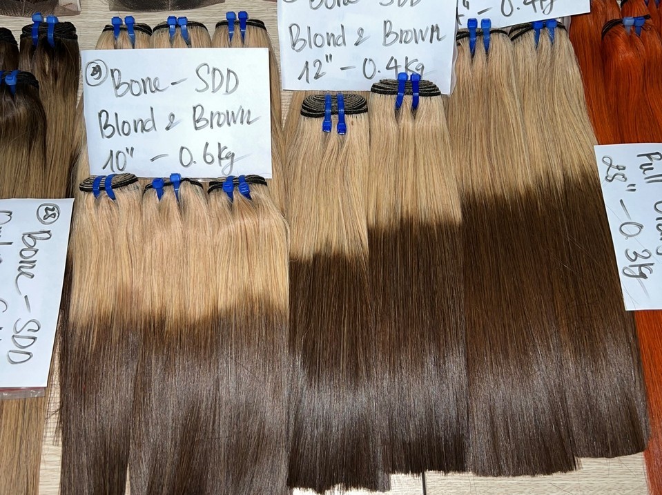 Wholesale Bone Straight Half Blond Mix Brown Vietnamese Hair Weave