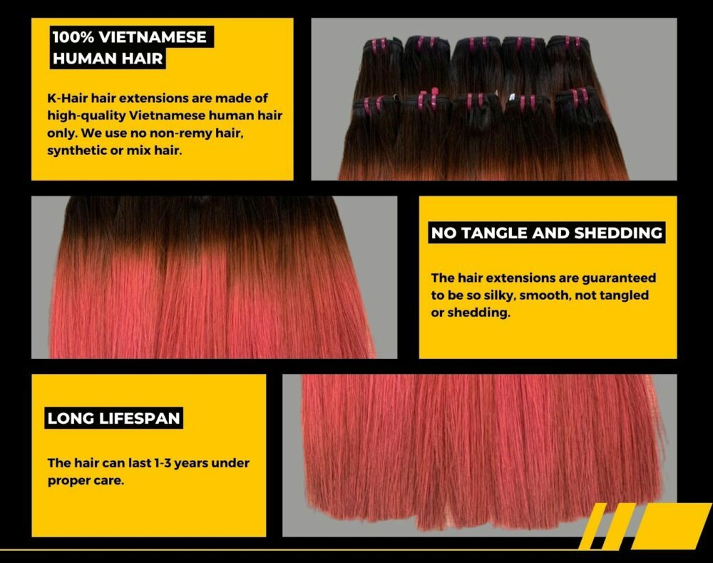 Wholesale Bone Straight Pink/Ombre Pink Best Vietnamese Hair Weave