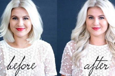 hair extension on short hair before and after