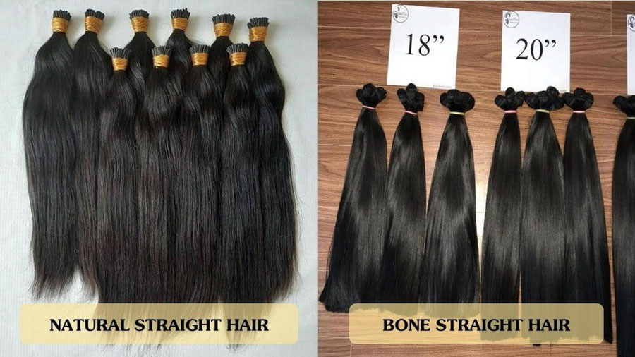 Natural straight hair vs Bone straight hair