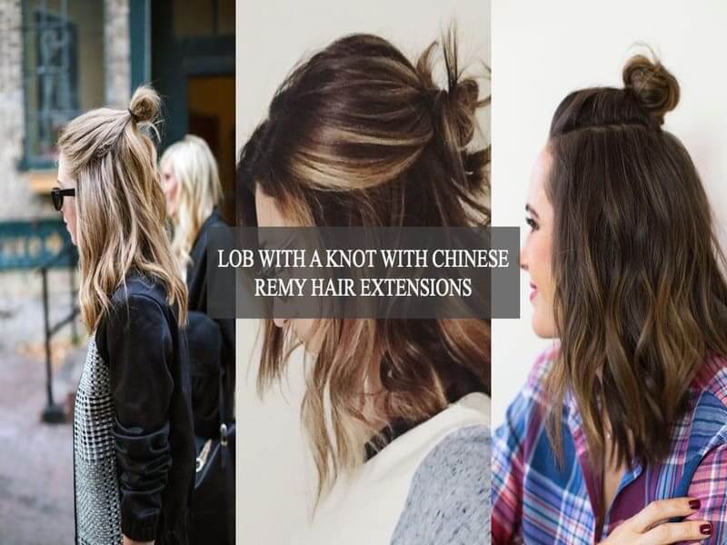 Lob-with-a-knot-with-Chinese-remy-hair-extensions