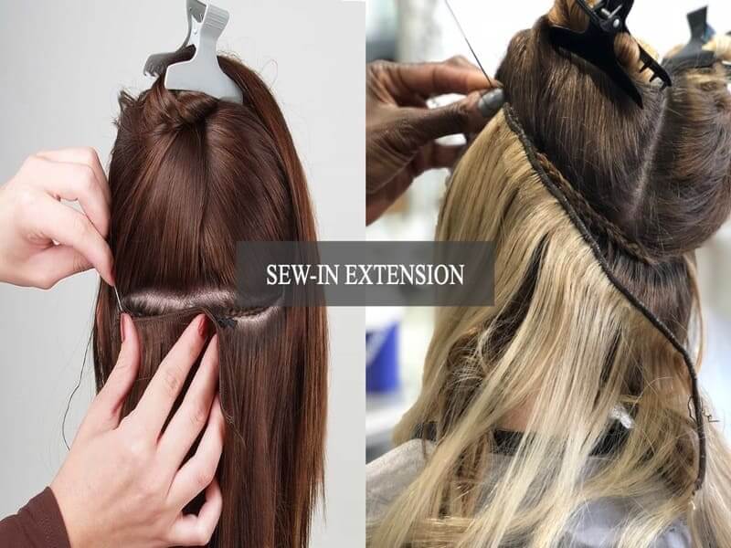Sew-in-extension-of-Indian-hair-weaves