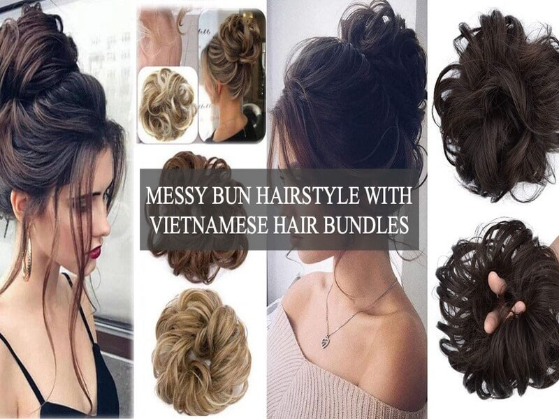 Messy hairstyle with Vietnamese bun