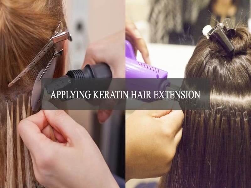 Applying-keratin-hair-extension