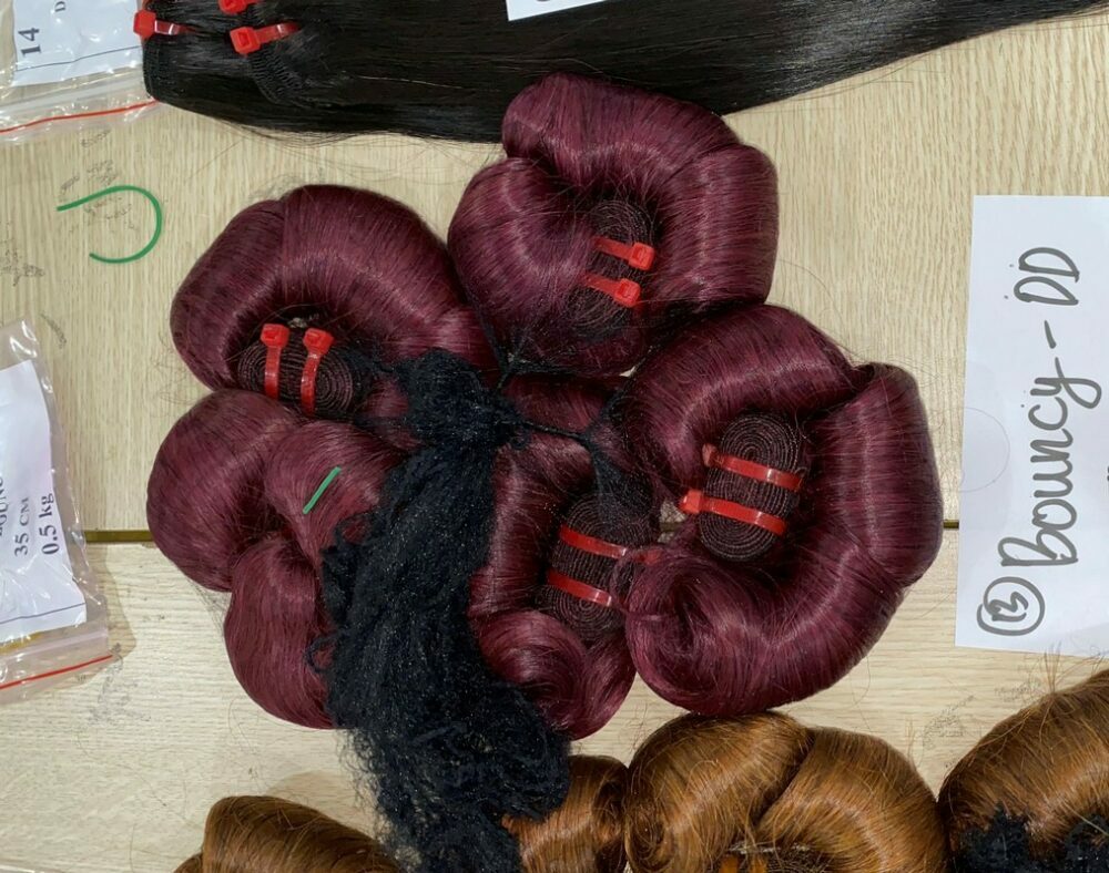 Wholesale Bouncy Curl Burgundy Vietnamese Hair Weave