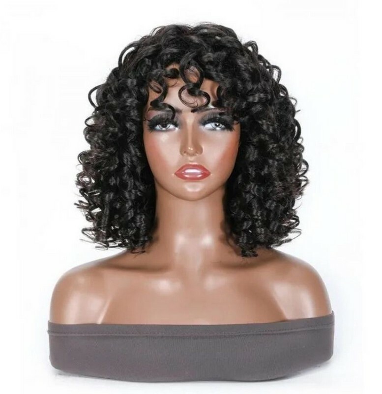 bouncy curl natural color full lace wigs
