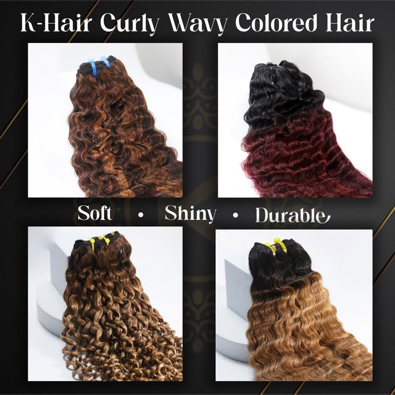 The varying texture of the curly wavy hair
