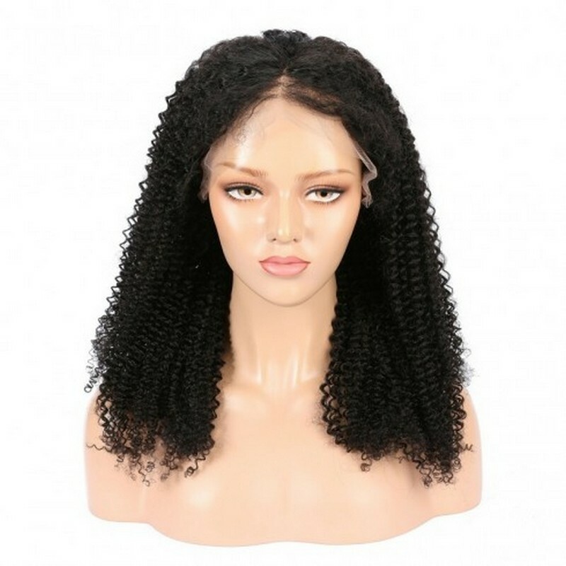 kinky curly natural color short bob wigs