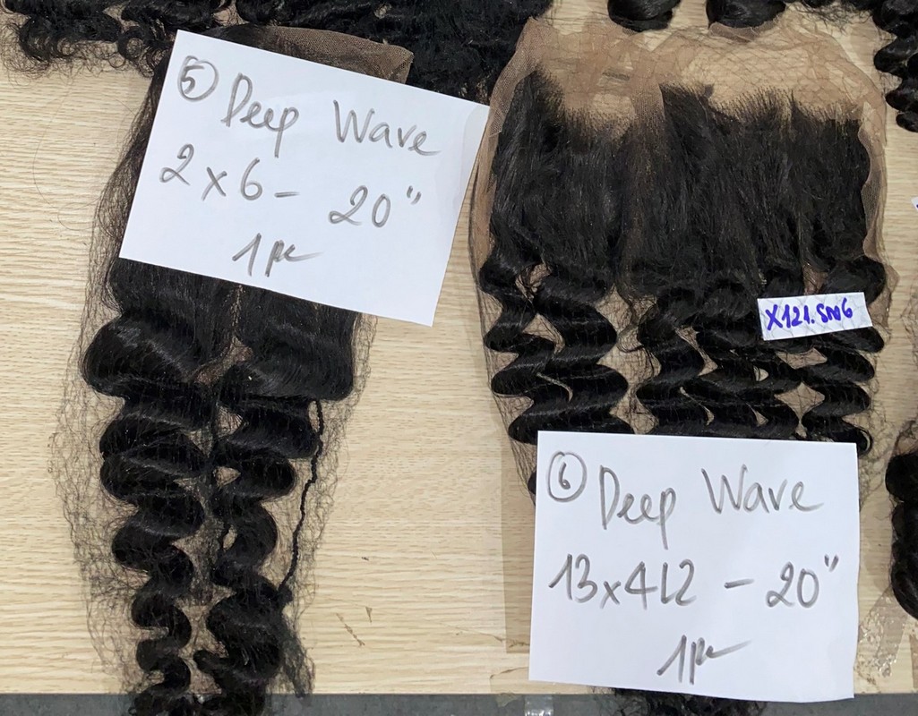 transparent lace deep wave natural color hair closure 4
