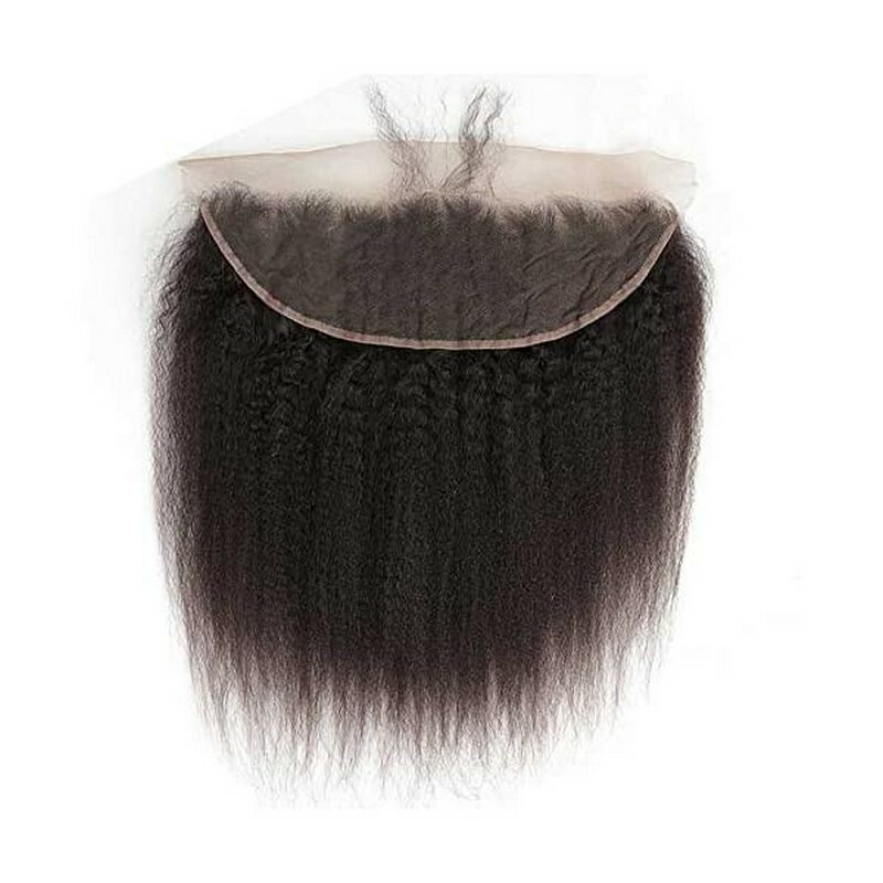transparent lace kinky straight natural color hair frontal