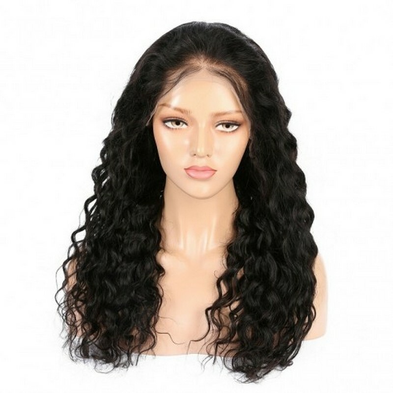 water curly natural color lace closure wigs