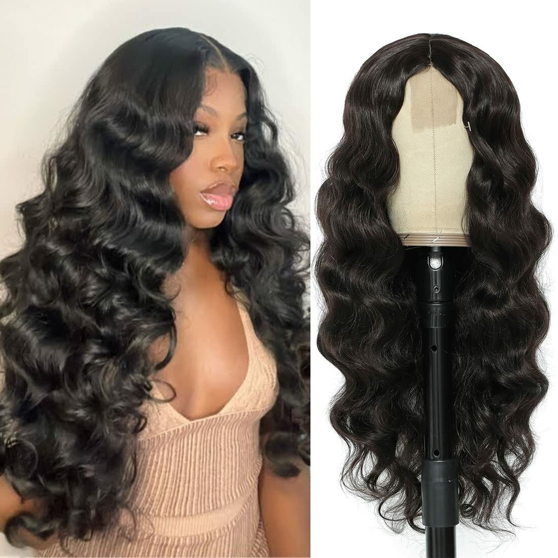 body wave natural transparent lace wigs 1