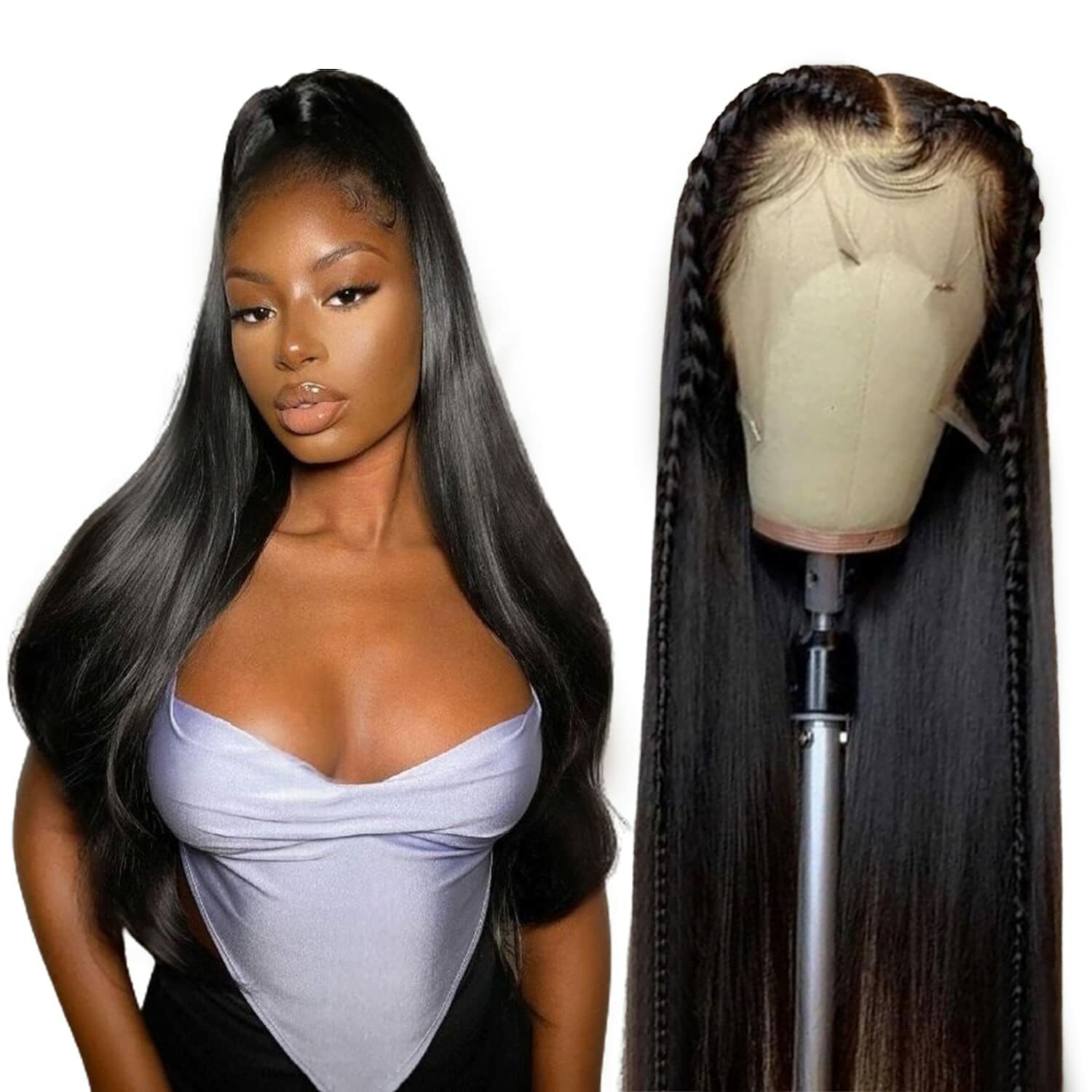 bone straight natural color full lace wigs 1