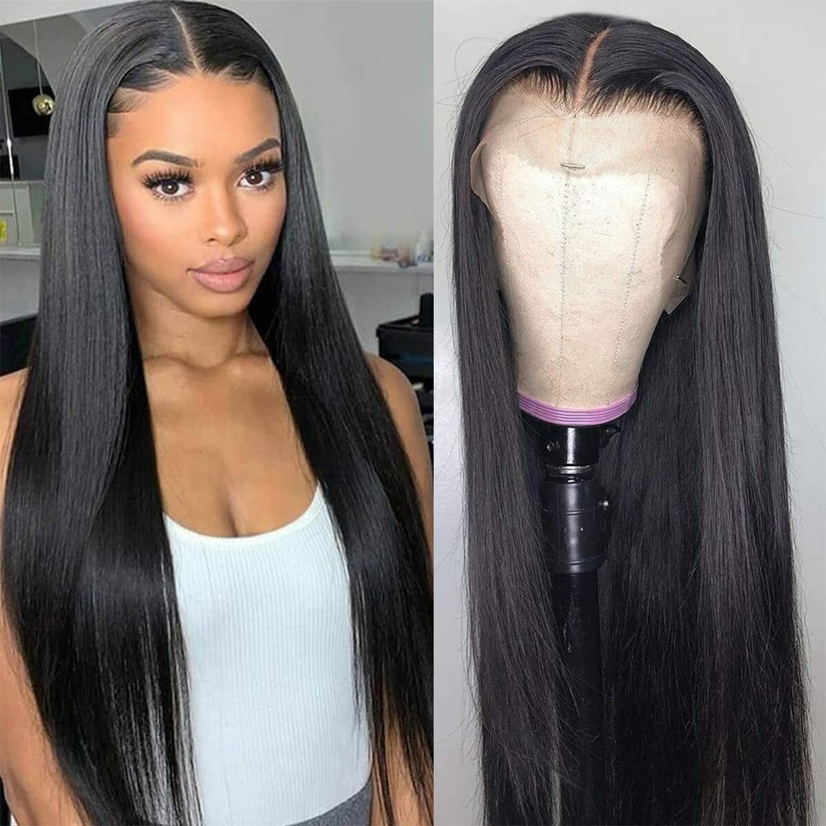 bone straight natural color full lace wigs 2