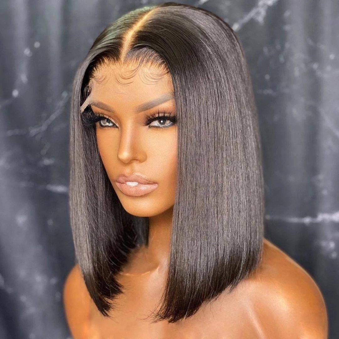 bone straight natural color full lace wigs 4