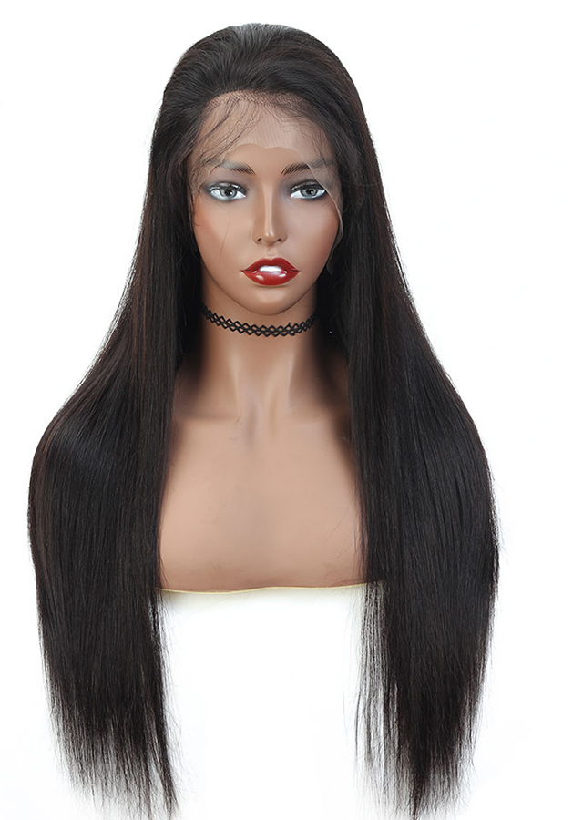 bone straight natural color lace frontal wigs 3