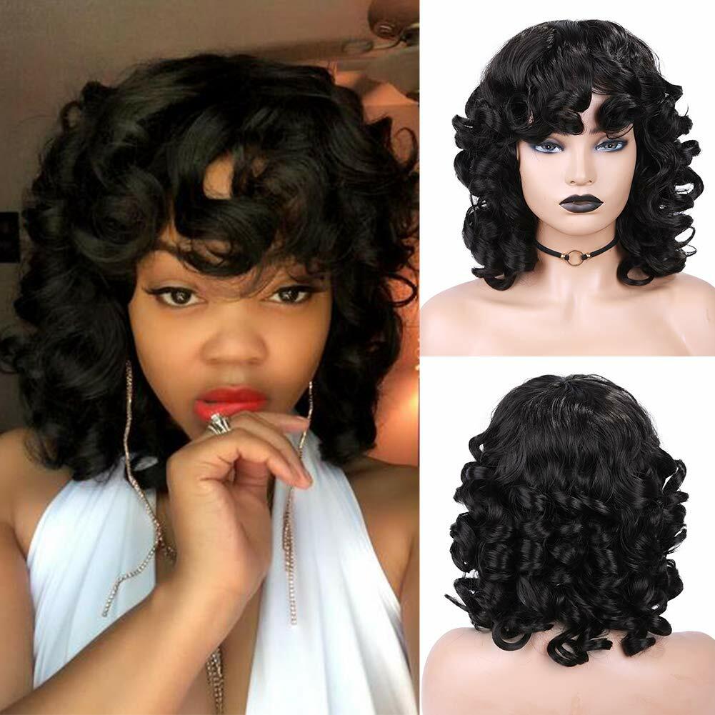 bouncy curl natural color full lace wigs 1