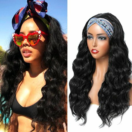 bouncy curl natural color headband wigs 2