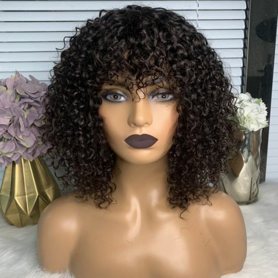 kinky curly natural color short bob wigs 3