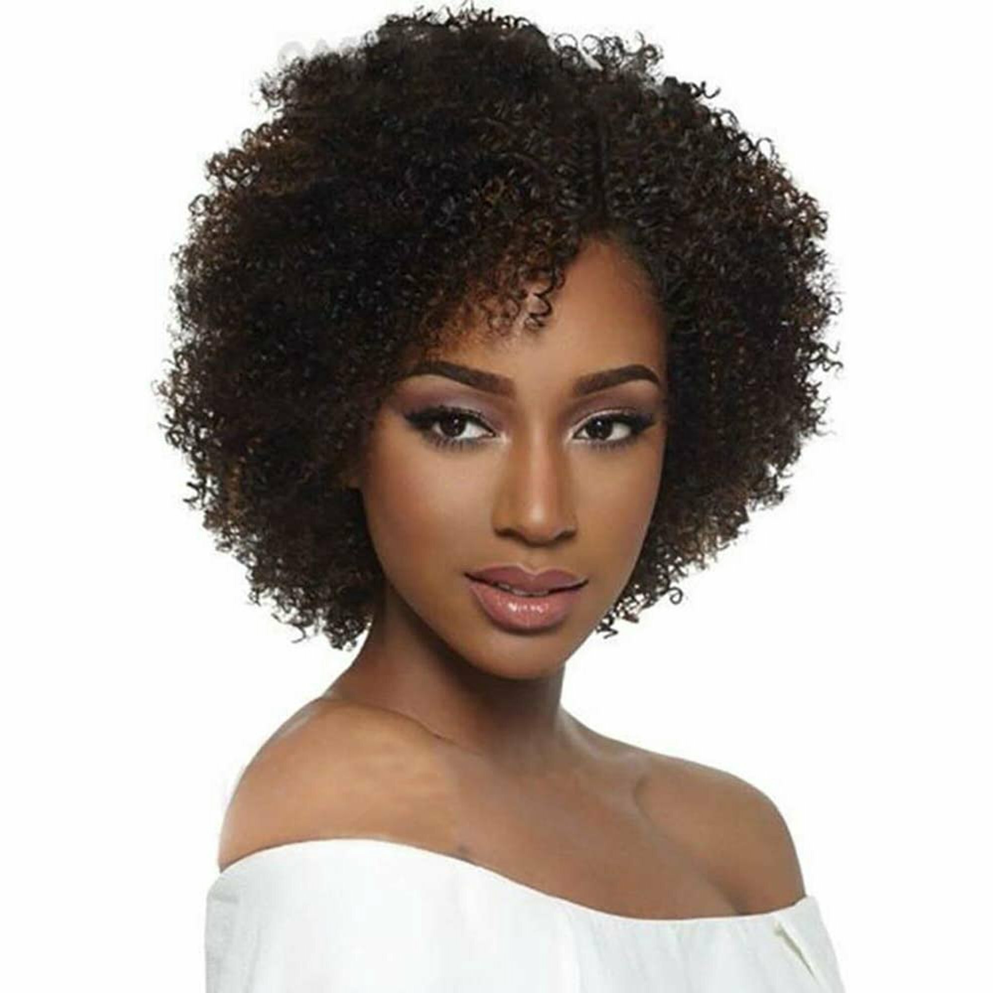 kinky curly natural color short bob wigs 4