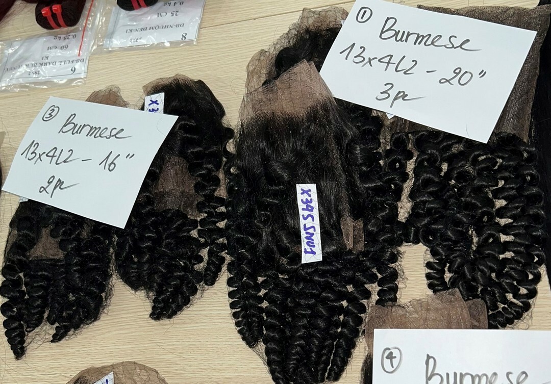 transparent lace burmese curl natural color hair frontal 3