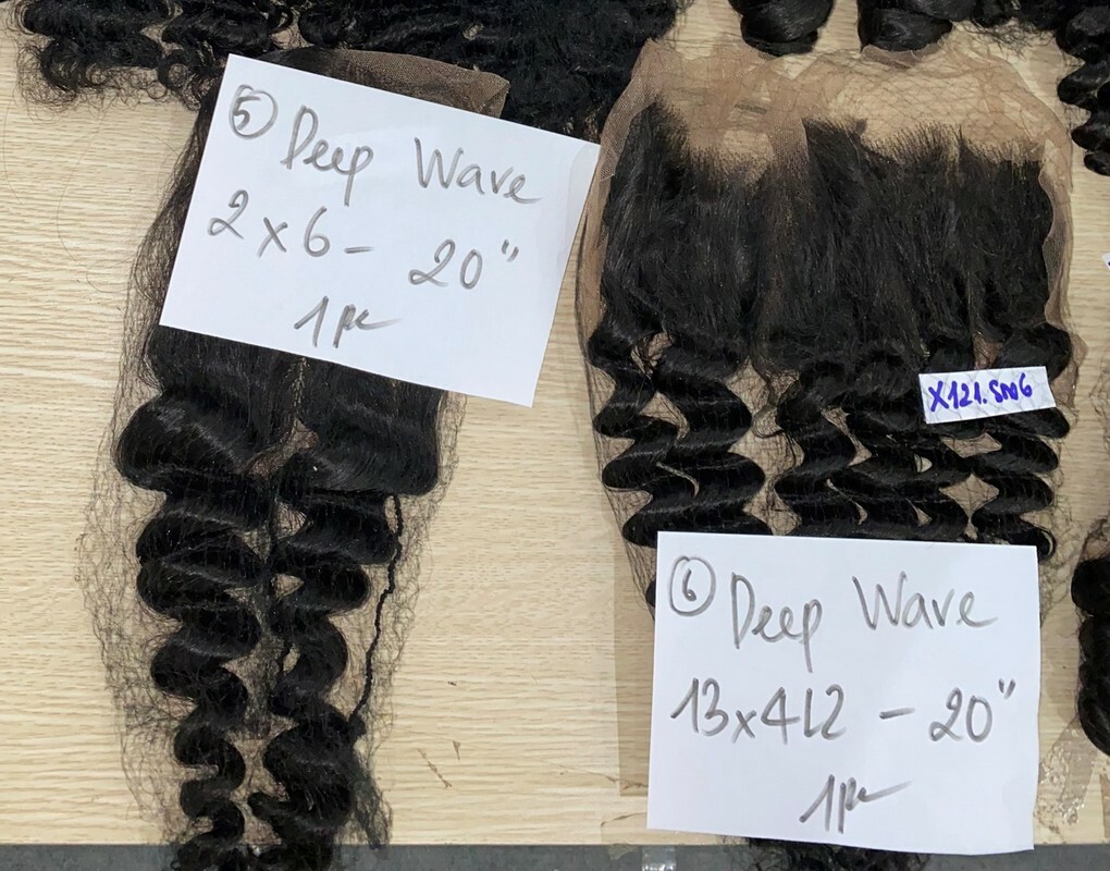 transparent lace deep wave natural color hair closure 1 2